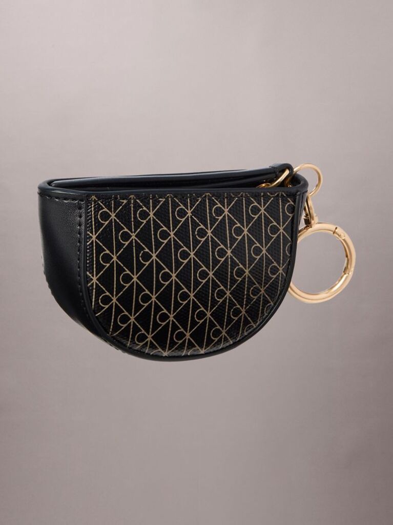 Negru Charm Pentru Geanta Mini Pouch Cu Fermoar Si Emblema Logo  Femei
