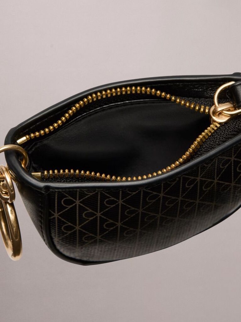Negru Charm Pentru Geanta Mini Pouch Cu Fermoar Si Emblema Logo  Femei