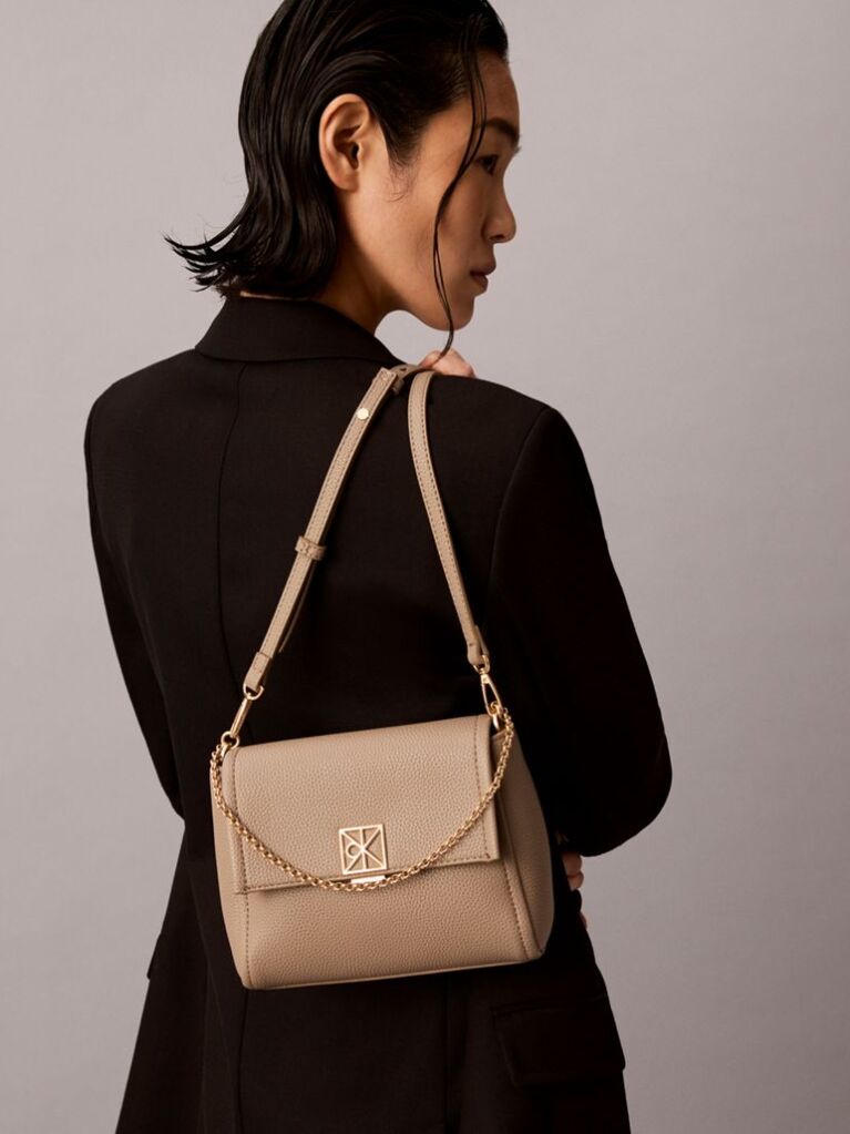 Bej Geanta Crossbody Din Piele Granulata  Femei