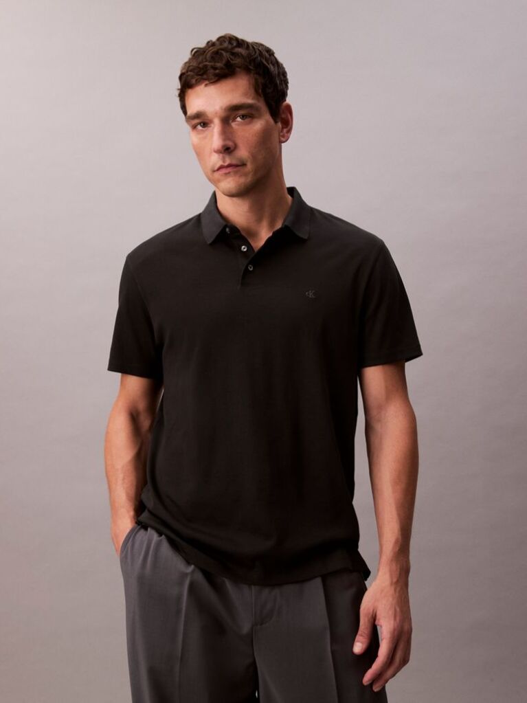 Black Pima Cotton Polo Shirt  Men