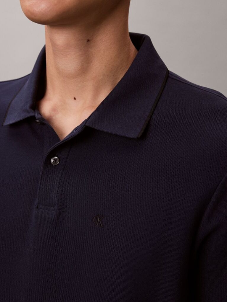 Blue Piqué Tipping Polo Shirt  Men