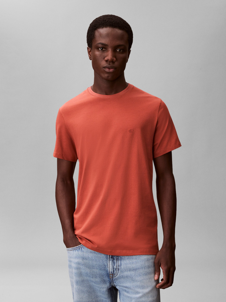 Brown Short Sleeve Stretch Cotton Slim T-Shirt  Men