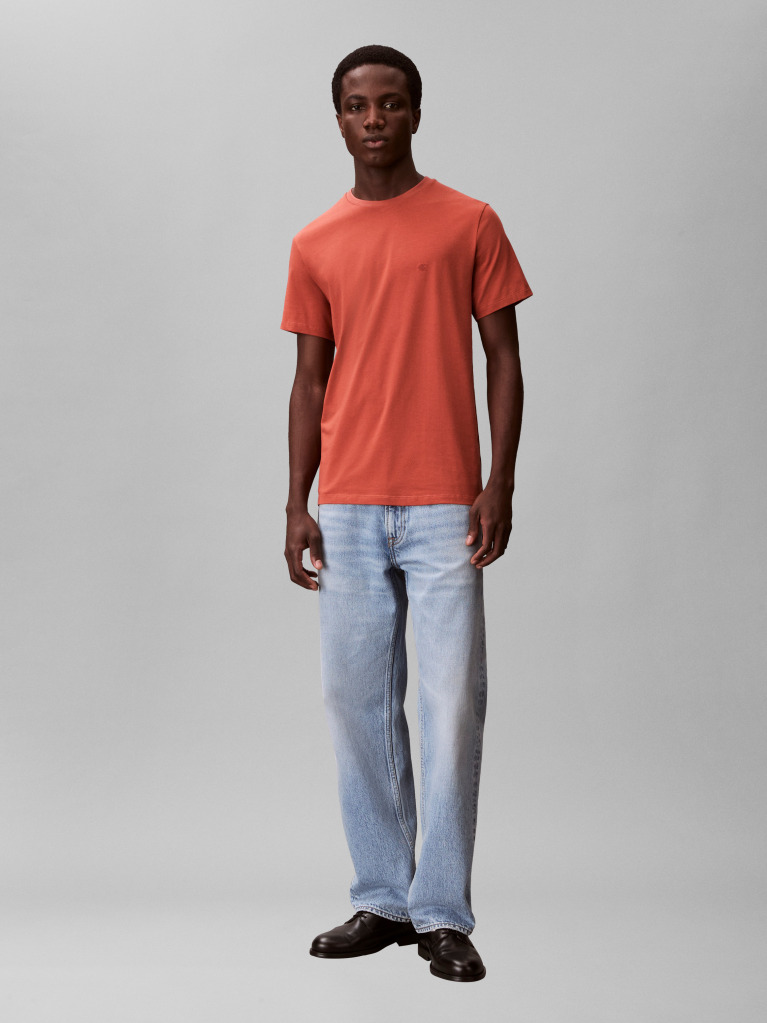 Brown Short Sleeve Stretch Cotton Slim T-Shirt  Men