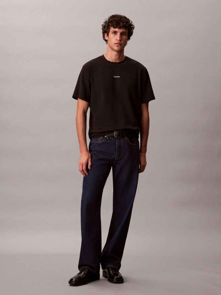 Negru Tricou Slim Din Piqué Elastic Cu Maneca Scurta  Barbati