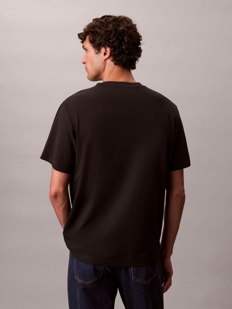 Negru Tricou Slim Din Piqué Elastic Cu Maneca Scurta  Barbati