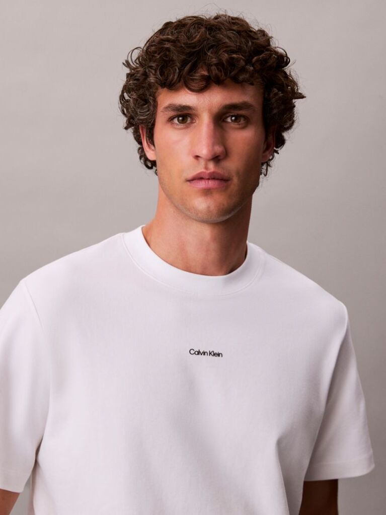 Alb Tricou Slim Din Piqué Elastic Cu Maneca Scurta  Barbati