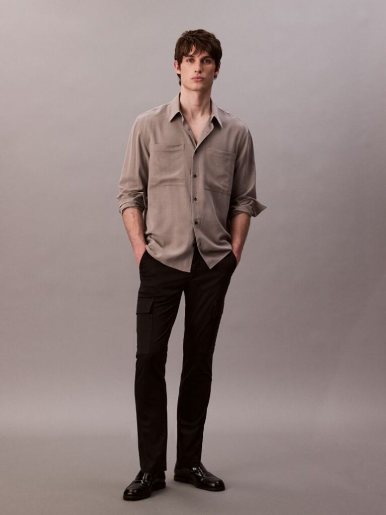 Negru Pantaloni Cargo Slim Elastici  Barbati
