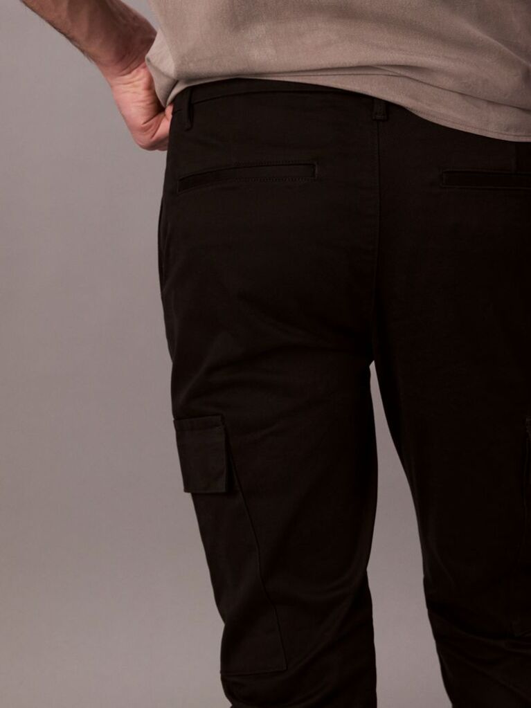 Negru Pantaloni Cargo Slim Elastici  Barbati