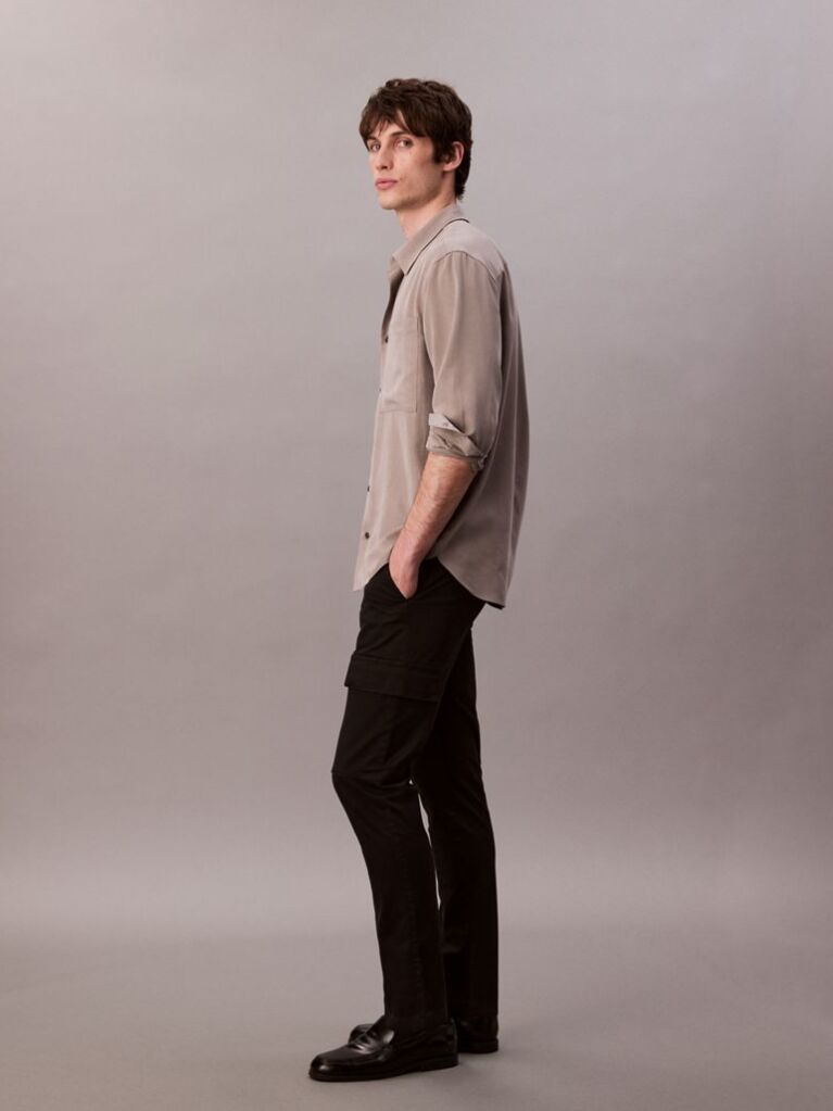 Negru Pantaloni Cargo Slim Elastici  Barbati