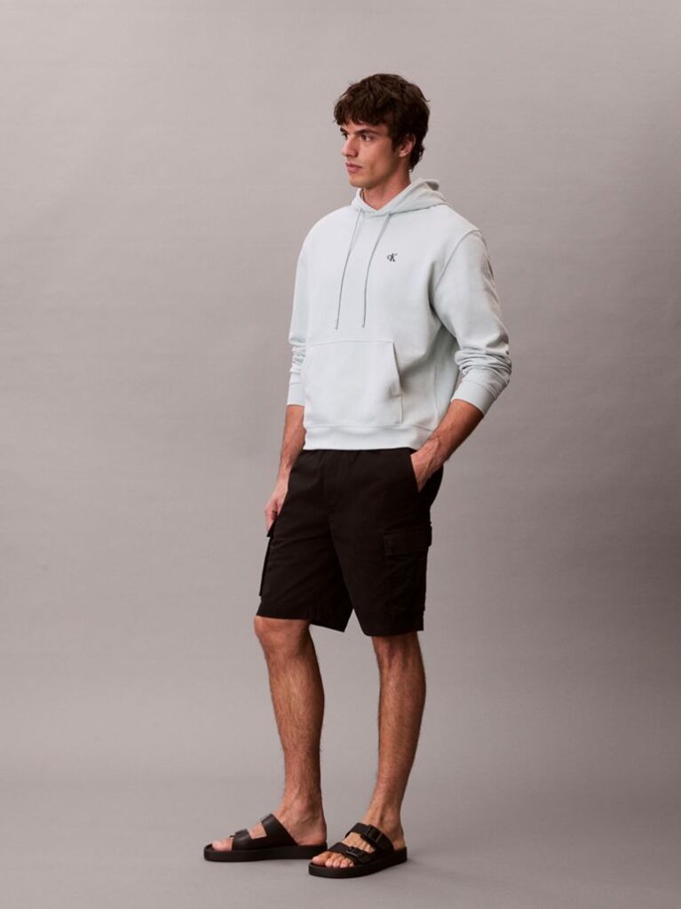 Negru Pantaloni Scurti Cargo Din Bumbac Twill  Barbati