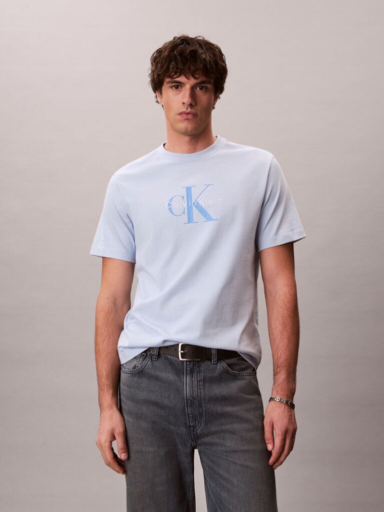 Albastru Tricou Cu Logo Monograma  Barbati