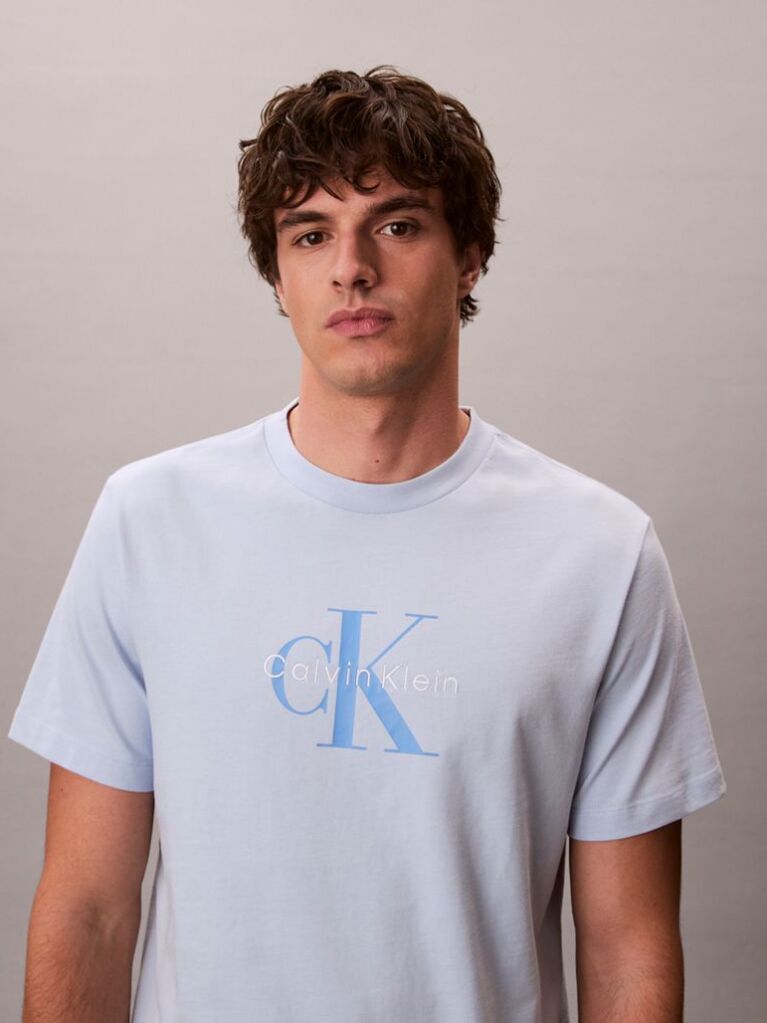 Albastru Tricou Cu Logo Monograma  Barbati