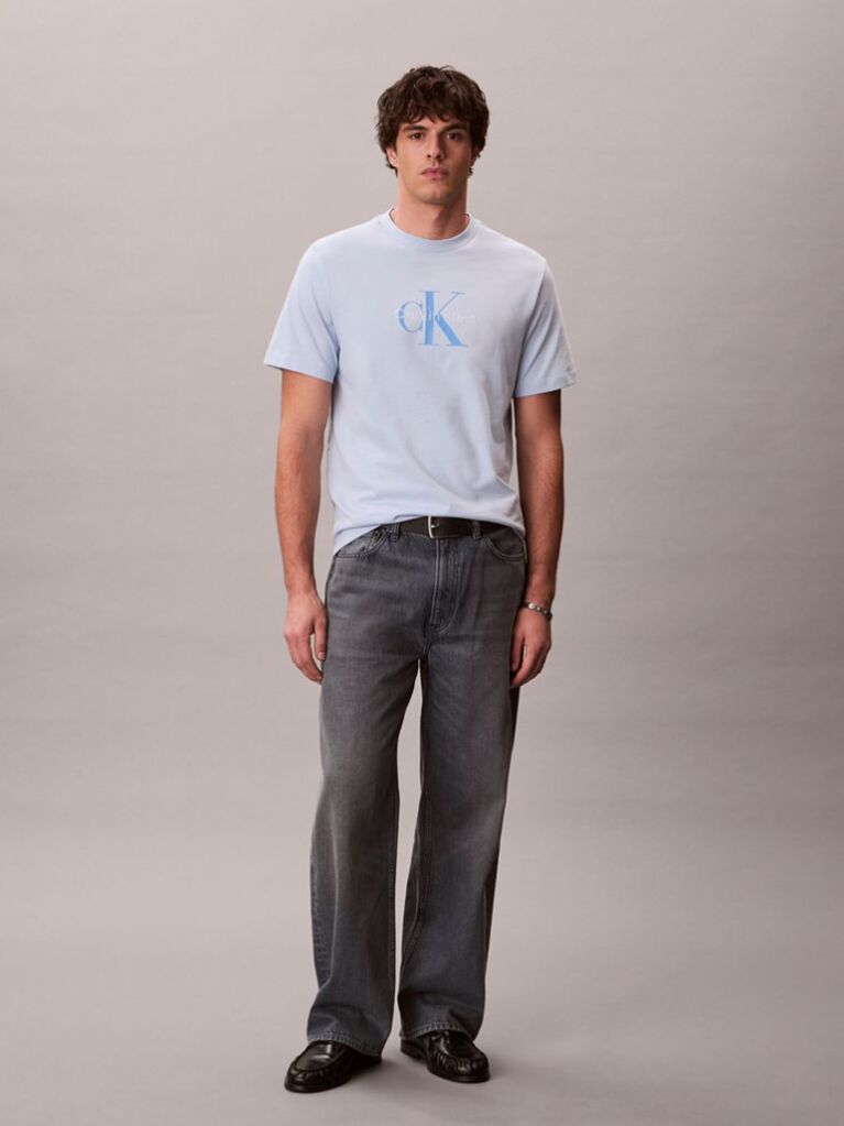 Albastru Tricou Cu Logo Monograma  Barbati