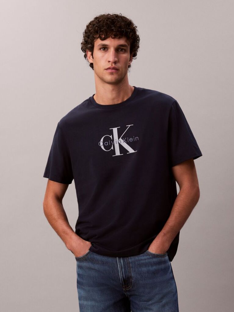 Albastru Tricou Cu Logo Monograma  Barbati