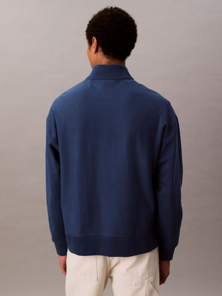 Blue Chain Stitch Logo 1/4 Zip Sweatshirt  Men