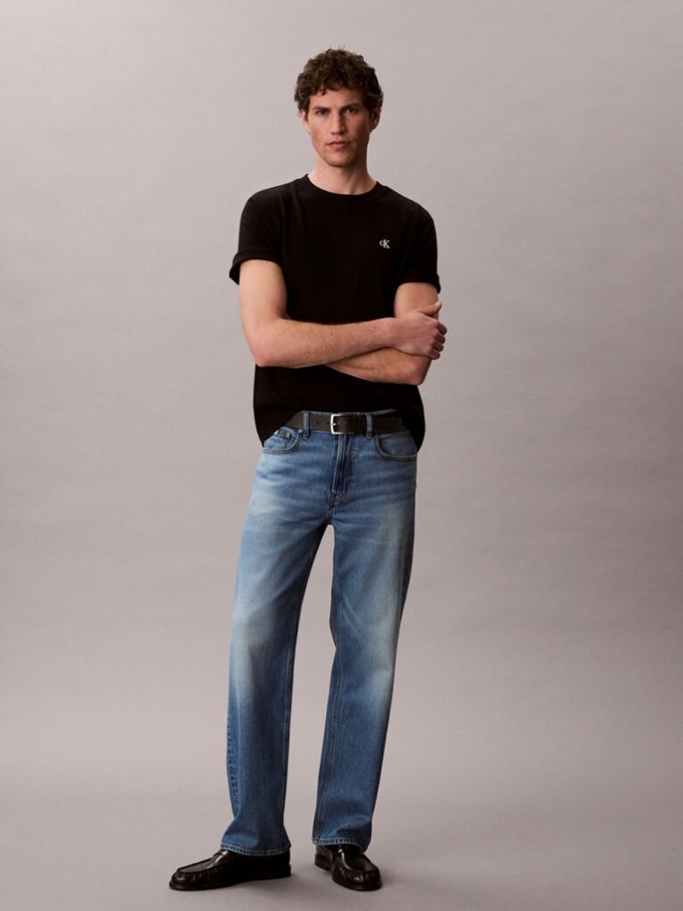 Black Embroidered Monogram Relaxed T-Shirt  Men