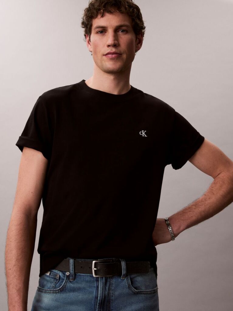 Black Embroidered Monogram Relaxed T-Shirt  Men