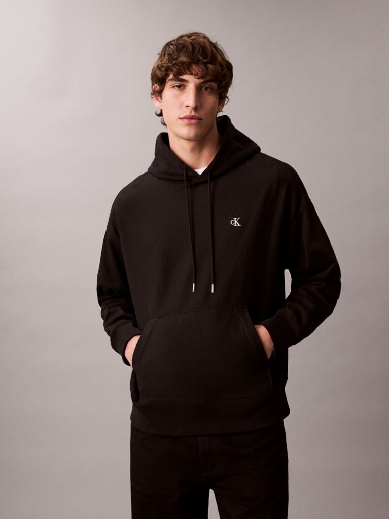 Black Premium Fleece Relaxed Hoodie  Men
