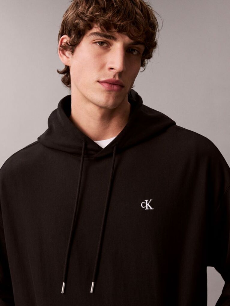 Black Premium Fleece Relaxed Hoodie  Men