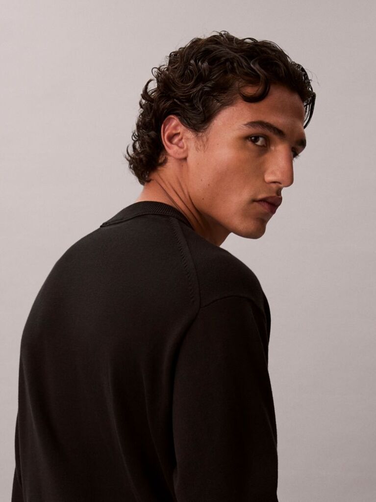 Black Relaxed Cotton Monogram Jumper  Men