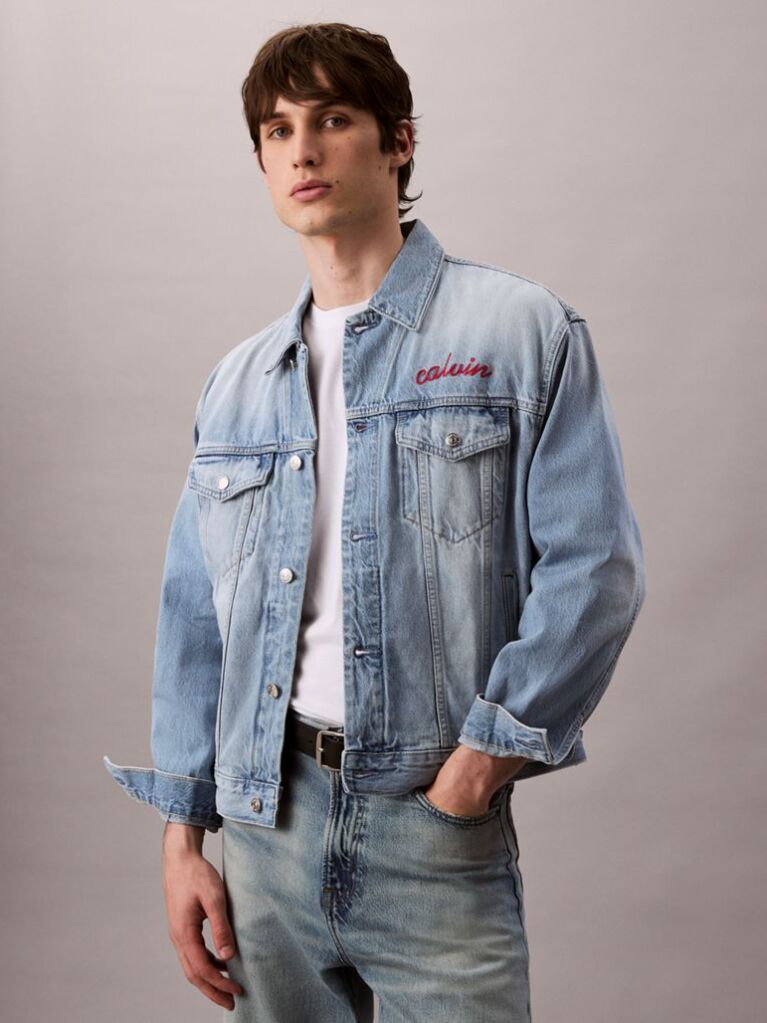 Denim Chain Stitch Logo 90s Trucker Jacket  Men
