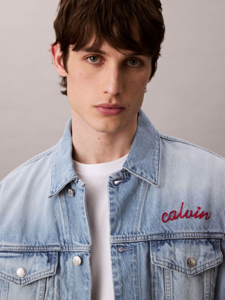Denim Chain Stitch Logo 90s Trucker Jacket  Men