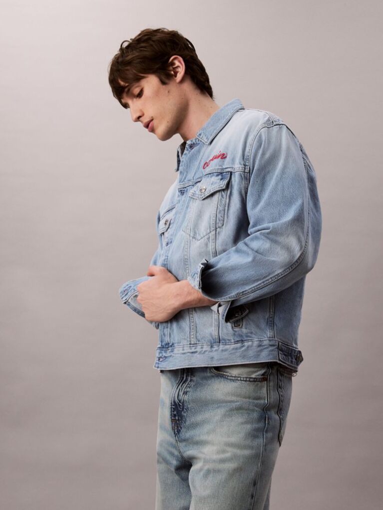 Denim Chain Stitch Logo 90s Trucker Jacket  Men
