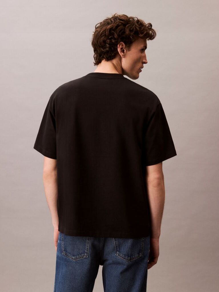 Negru Tricou Relaxat Cu Logo Script Grafic  Barbati