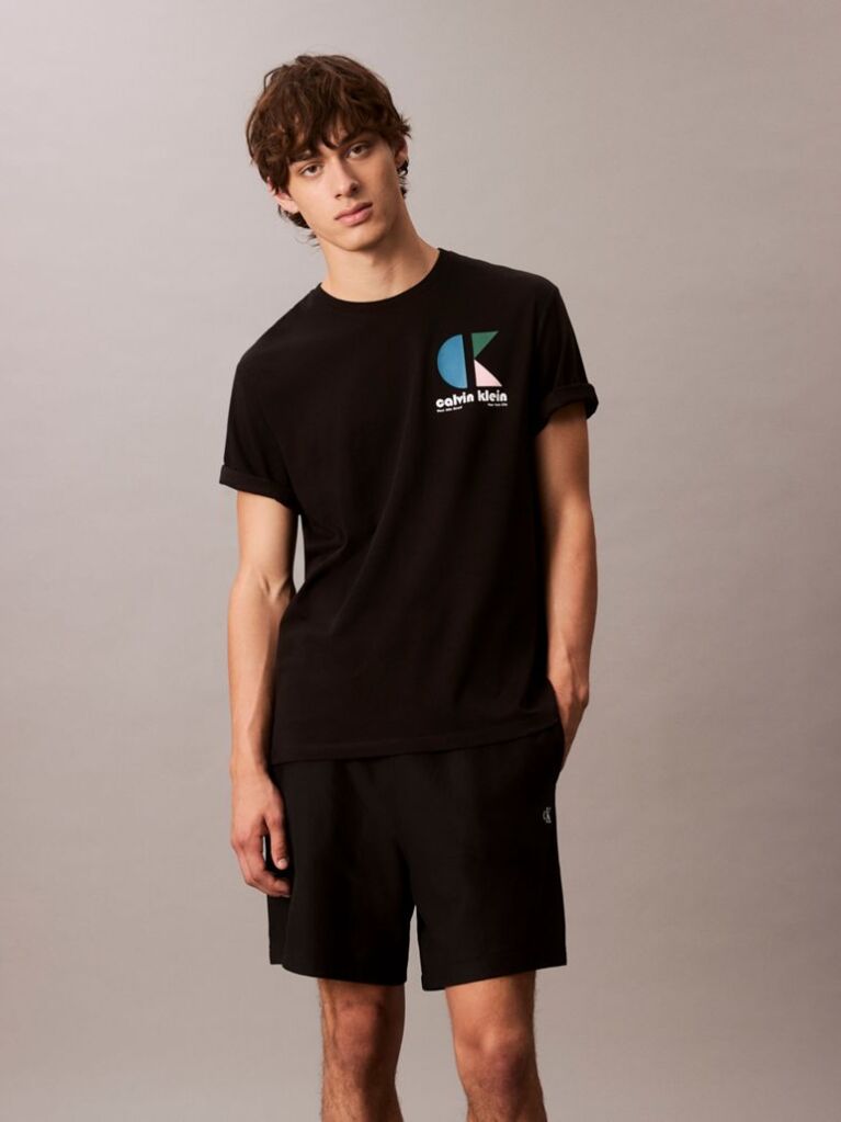 Negru Tricou Cu Logo Grafic  Barbati