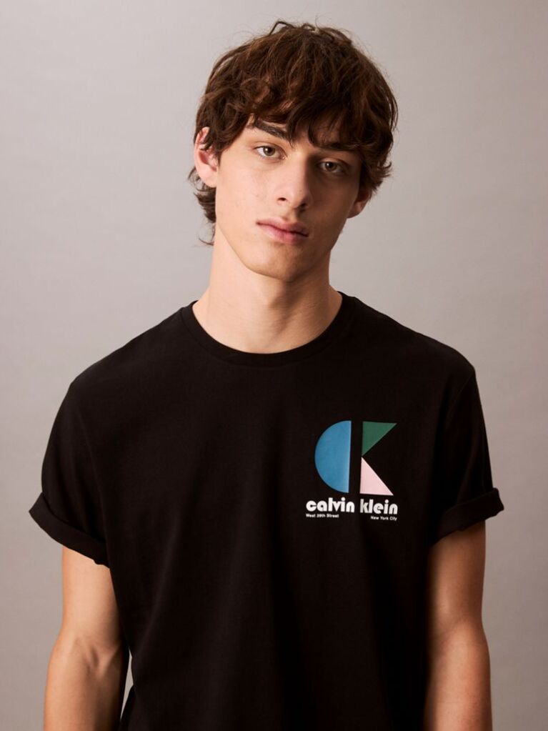 Negru Tricou Cu Logo Grafic  Barbati