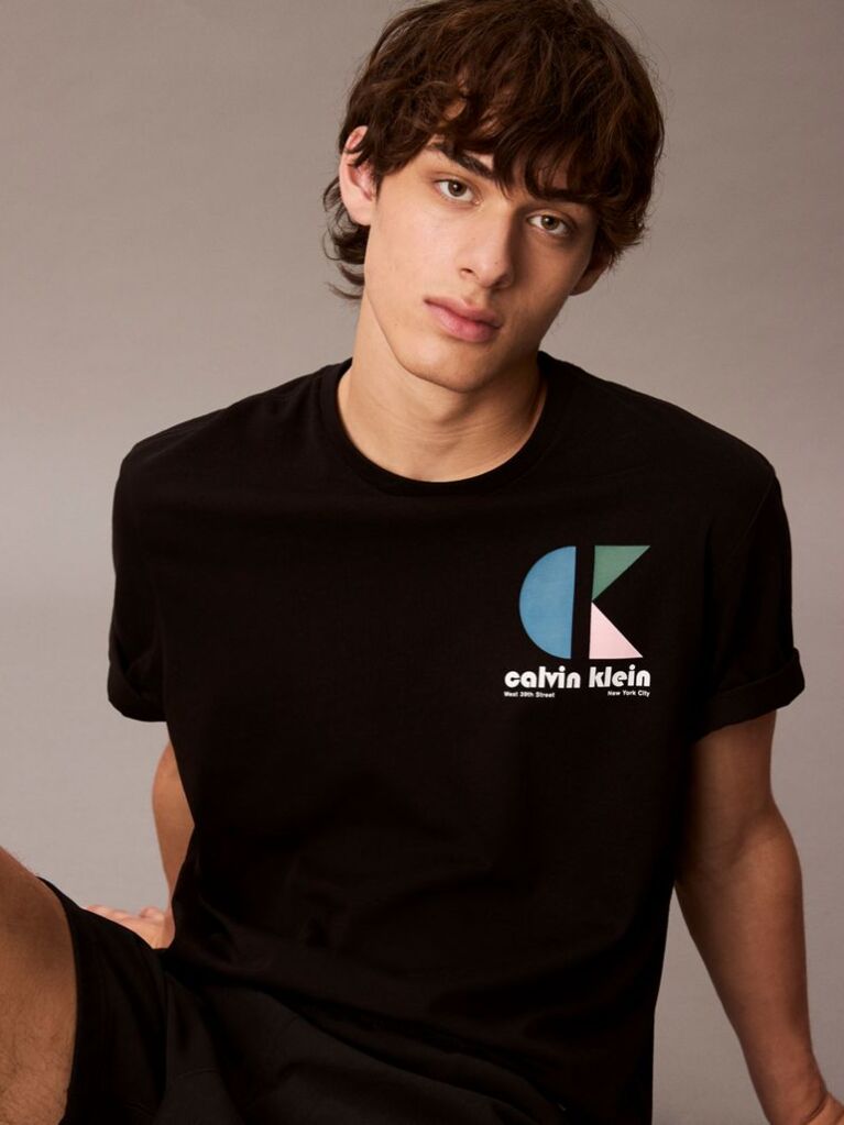 Negru Tricou Cu Logo Grafic  Barbati