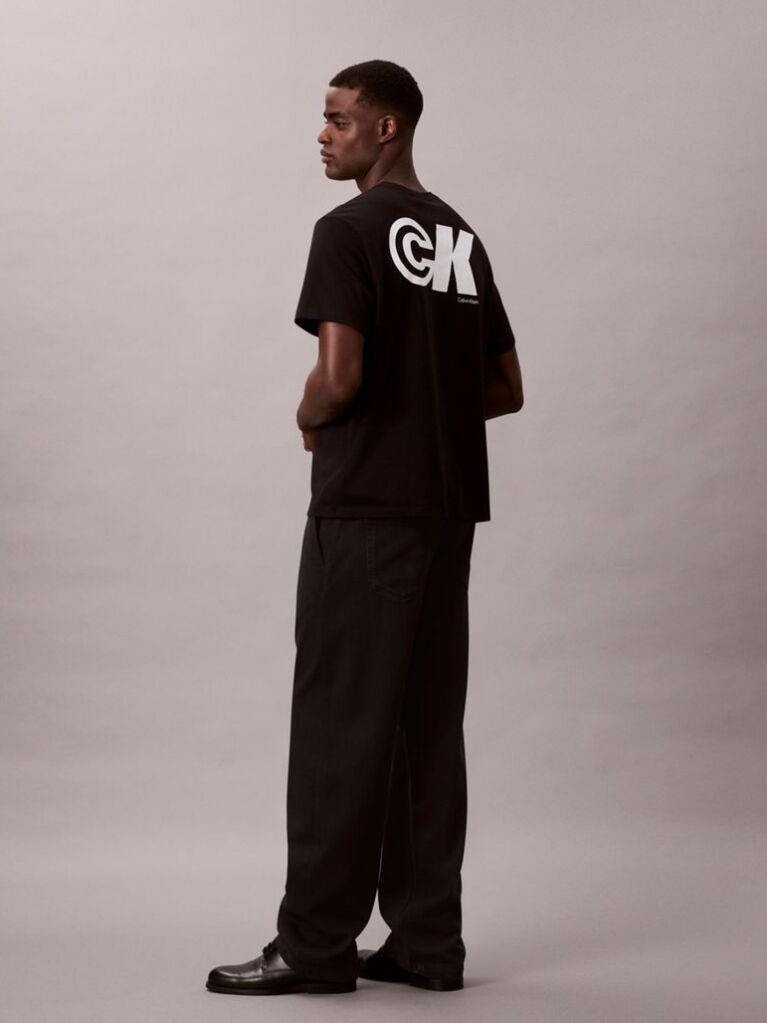 Negru Tricou Clasic Cu Logo Monograma Sport Grafic  Barbati