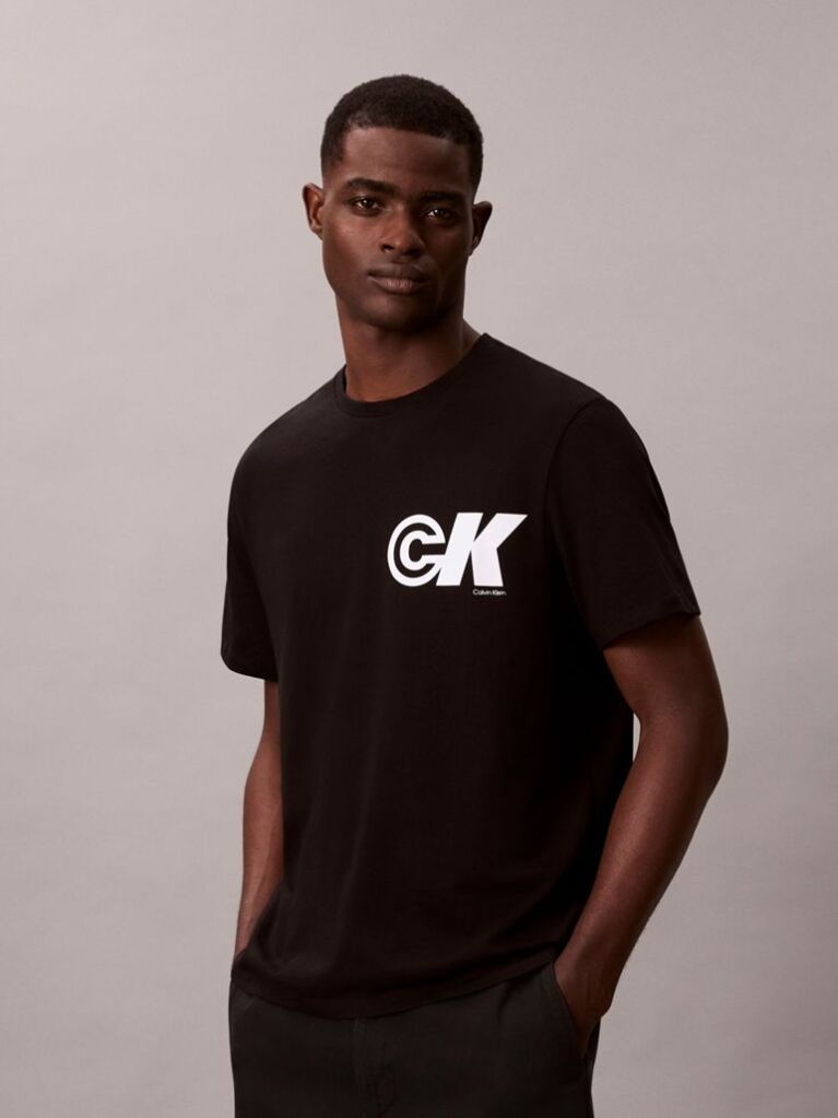 Negru Tricou Clasic Cu Logo Monograma Sport Grafic  Barbati