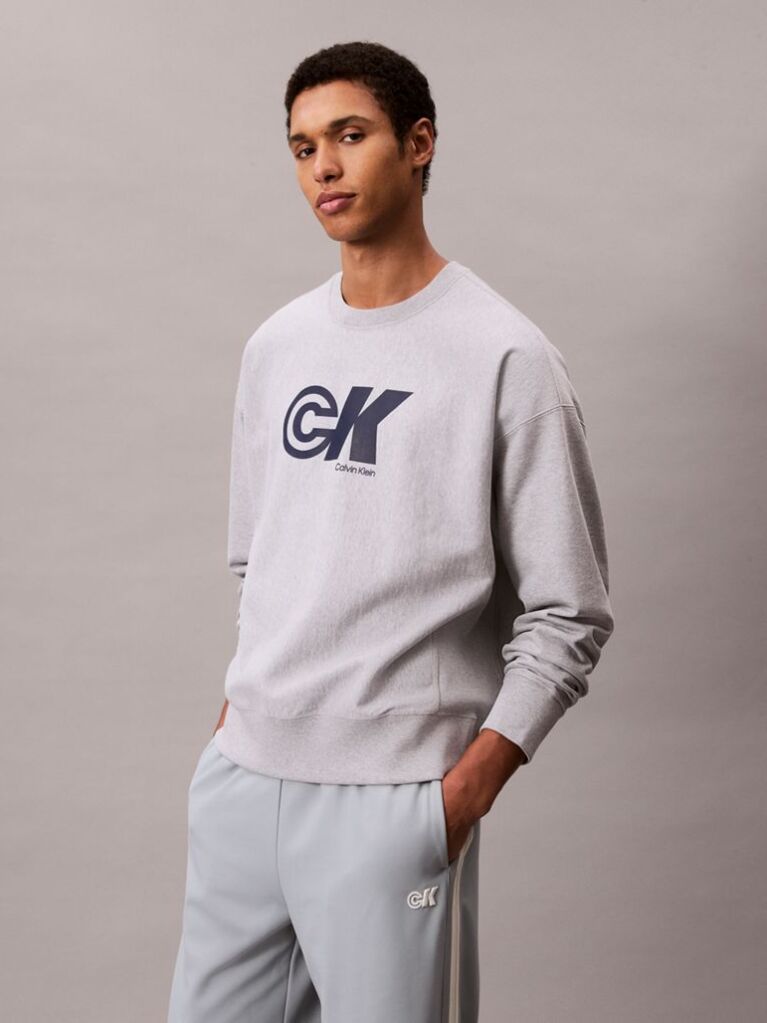 Grey Relaxed Graphic Logo Sweatshirt  Men