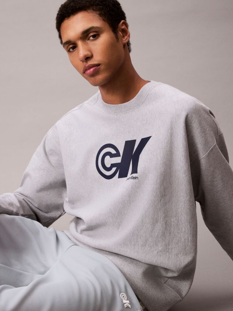 Grey Relaxed Graphic Logo Sweatshirt  Men