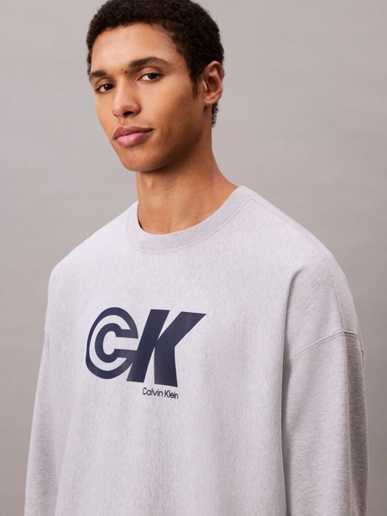 Grey Relaxed Graphic Logo Sweatshirt  Men