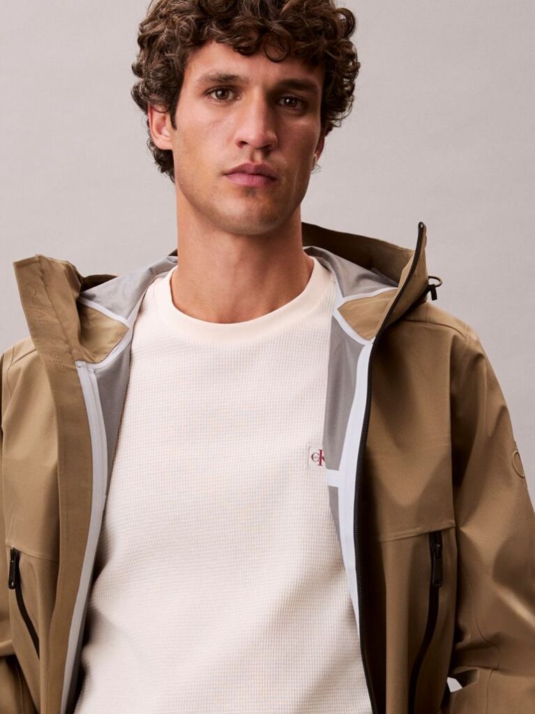 Alb Tricou Clasic Din Material Waffle  Barbati