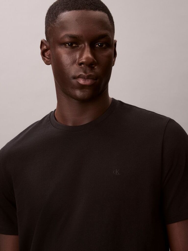 Negru Tricou Clasic Cu Maneci Scurta Si Monograma  Barbati
