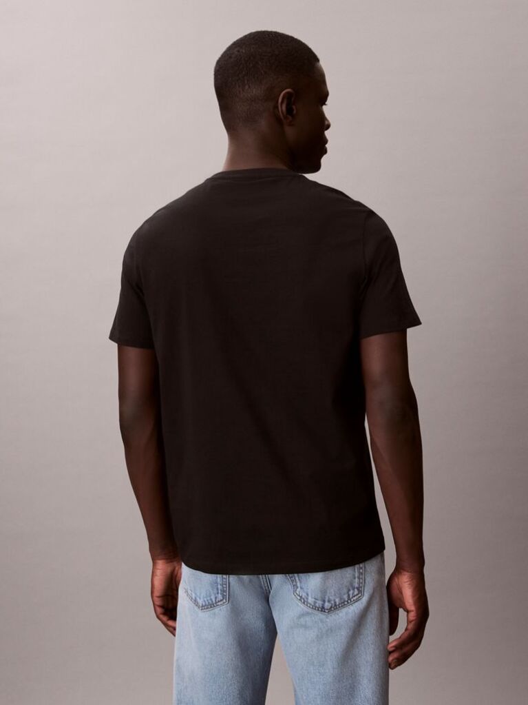 Negru Tricou Clasic Cu Maneci Scurta Si Monograma  Barbati