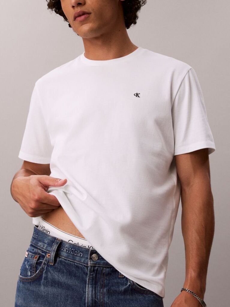 Alb Tricou Clasic Cu Maneci Scurta Si Monograma  Barbati