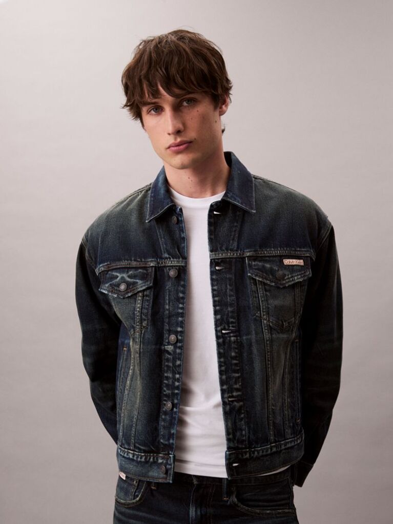 Denim Jacheta Denim Stil Anii 90  Barbati