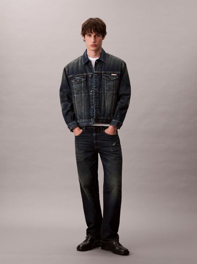 Denim Jacheta Denim Stil Anii 90  Barbati
