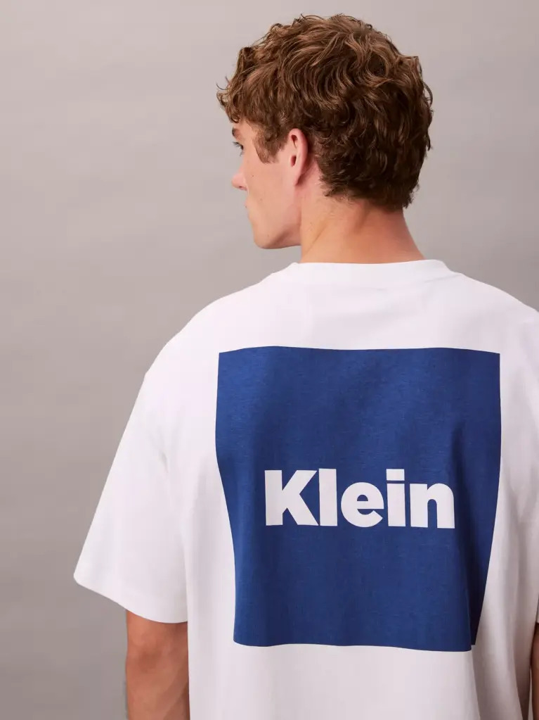 White Logo Box Graphic Relaxed T-Shirt  Men