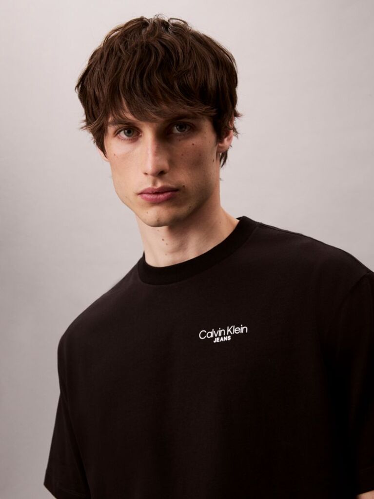 Negru Tricou Cu Logo Pe Spate  Barbati