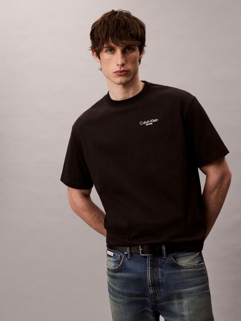 Negru Tricou Cu Logo Pe Spate  Barbati