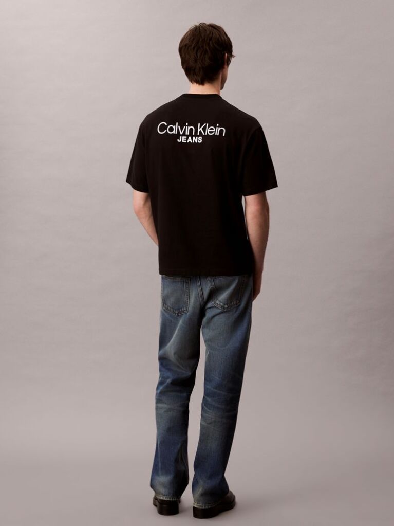 Negru Tricou Cu Logo Pe Spate  Barbati