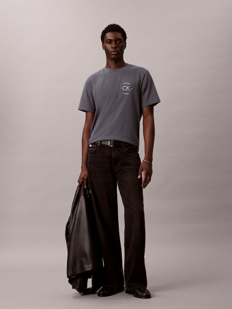 Grey Embroidered Logo T-shirt  Men