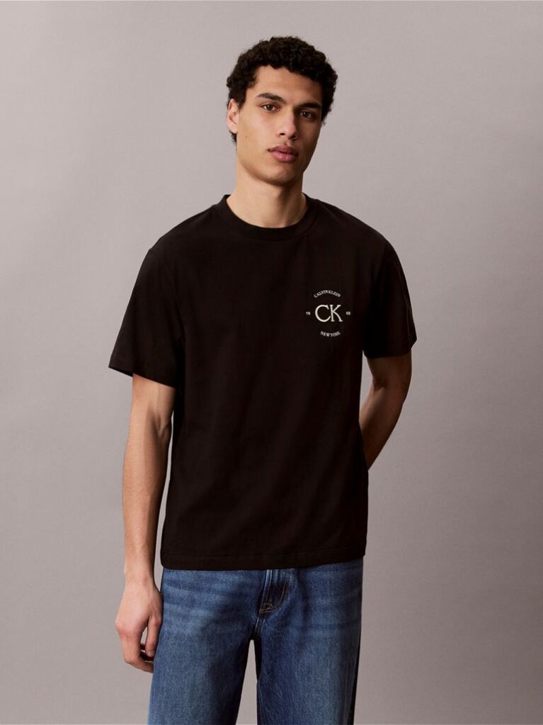 Negru Tricou Cu Logo Brodat  Barbati