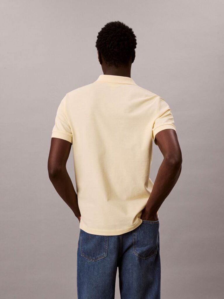 Yellow Cotton Piqué Open Collar Polo Shirt  Men
