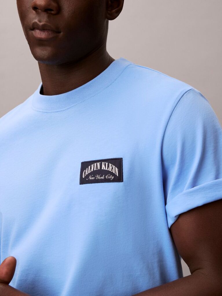 Albastru Tricou Cu Emblema Varsity  Barbati